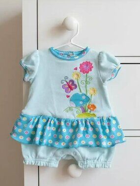 Buster Brown Mushroom Butterfly Floral Peplum Romper 0-3 Months